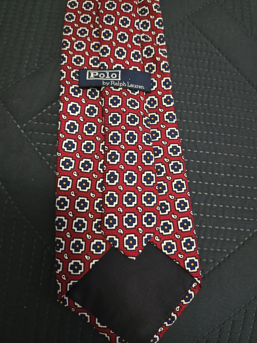 Polo By Ralph Lauren Men's Red Geometric Silk Tie #583